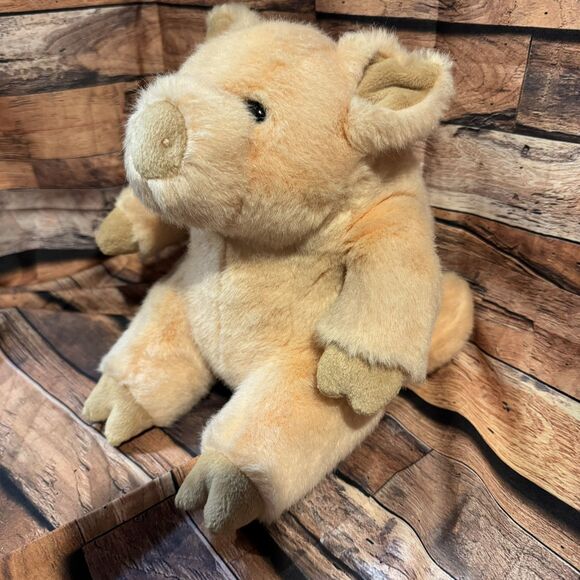 Manhattan Toy Co Vintage 1990s Tan Beige Plush Pig Piglet Stuffed Animal 1999 - Picture 3 of 8